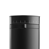 close up of conical burr grinder